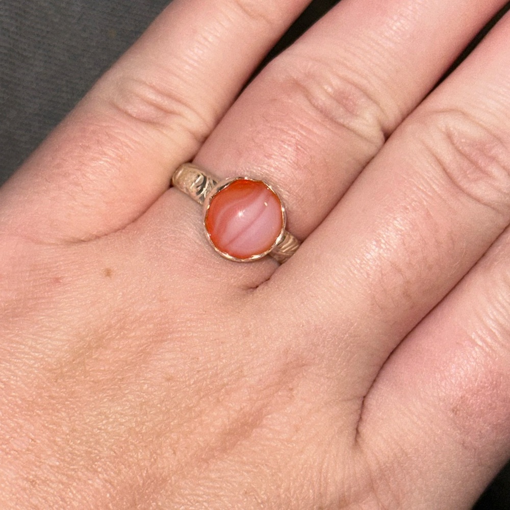 Sterling Silver Pink Agate Ring